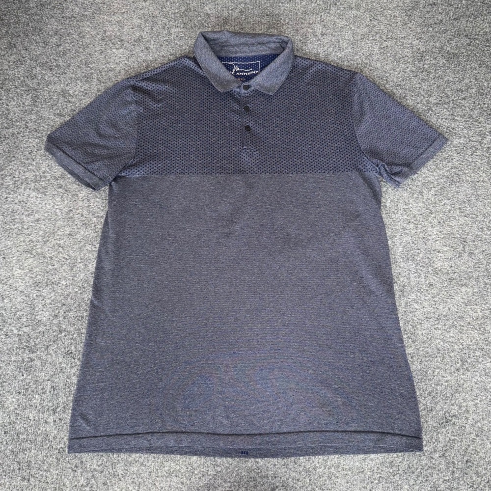 Marc Anthony Mens Large Slim Fit Polo Shirt Navy Blue Short Sleeve Golf Knit Top